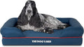 The Dog’s Bed, Medium Blue/Red 30x23.5, Memory Foam, Pain Relief: Arthritis, Hip & Elbow Dysplasia, Post Surgery, Lameness, Supportive, Calming, Waterproof Washable Cover, Veterinary Approved