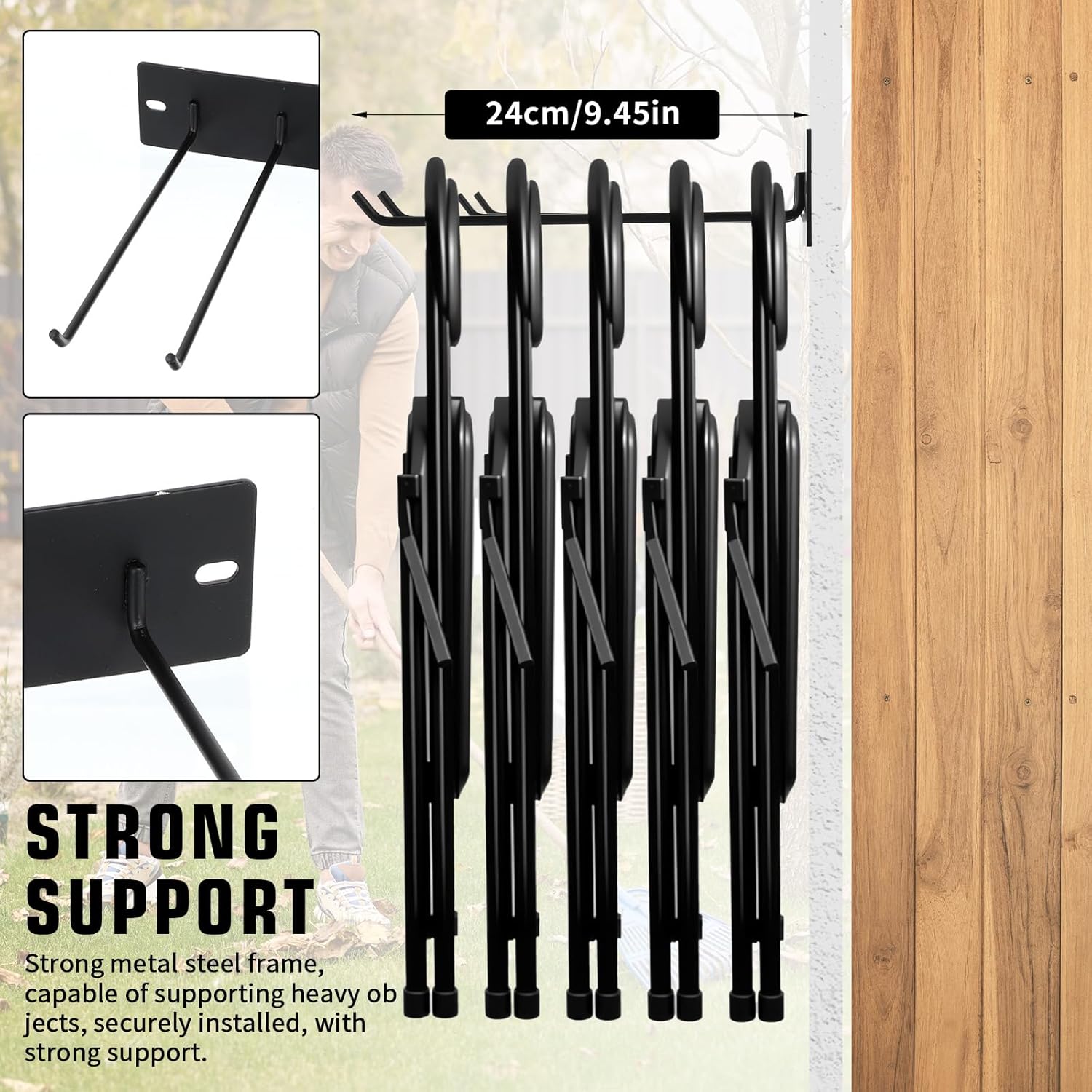Folding Chair Storage Rack for Chair Organization and Garage Wall Mount Storage, Garden Tool Rack Organizer (2 Pack)