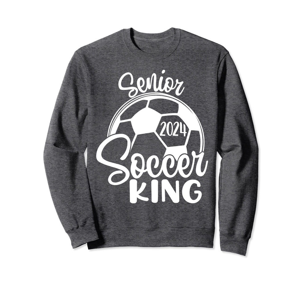 Senior Soccer King 2024 Class Sweatshirt - Custom Art Print for Adults