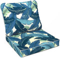 LVTXIII Outdoor Deep Seat Cushion 24"x24"x4" Patio Seat and Back Cushion Set Seasonal Chair Cushion for Dining Arm Chairs, Wicker Chairs and Garden Furniture Decoration, Swaying Palms Blue