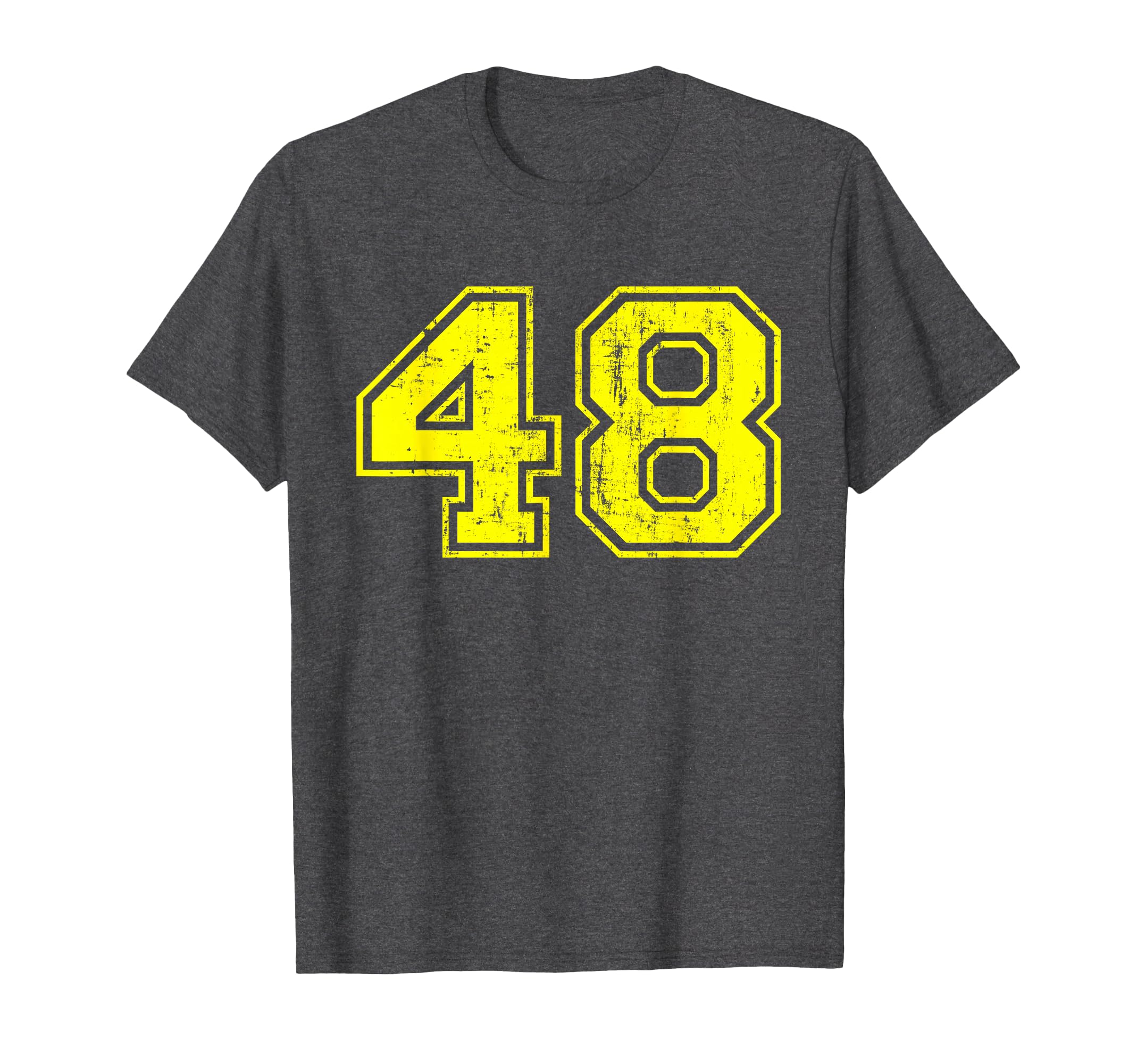Number 48 Varsity Distressed Sport T-Shirt - Streetwear Style for Adults
