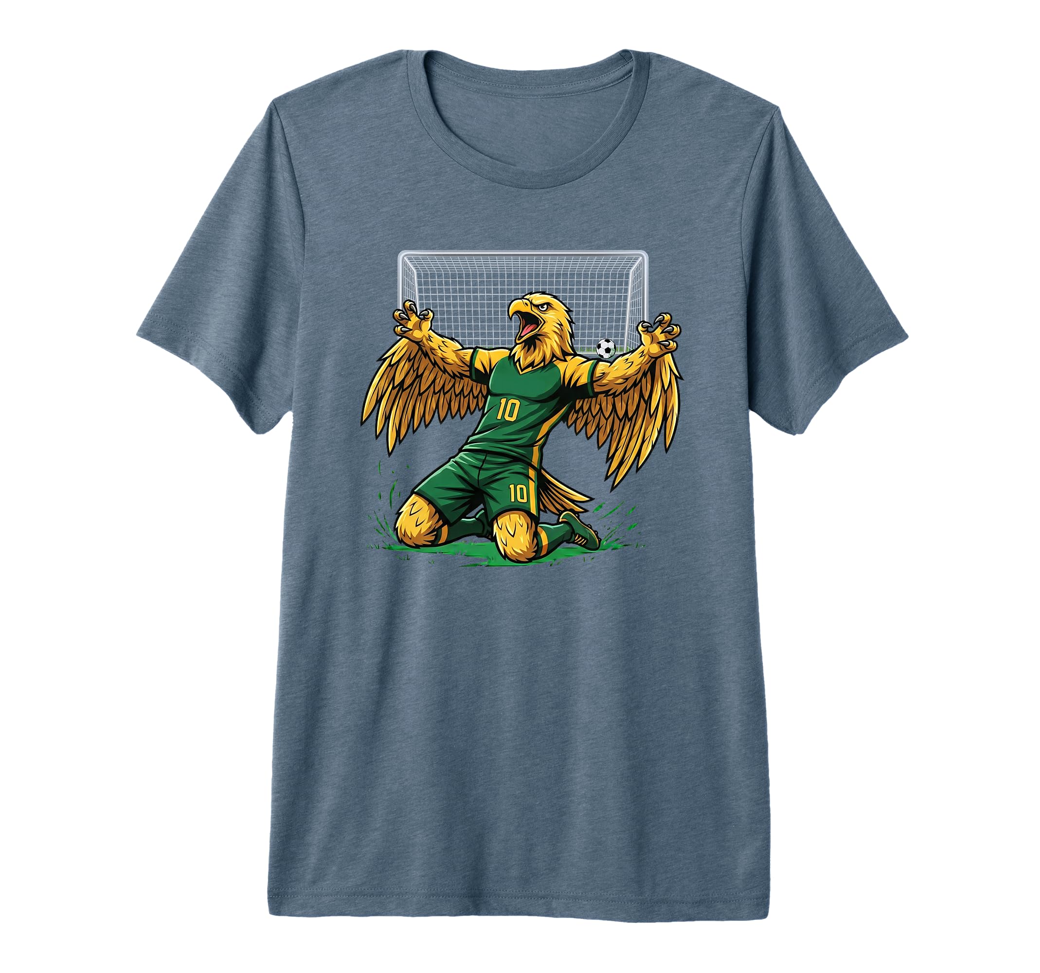 Eagle Soccer Player Score Goal Celebration T-Shirt - Unique Graphic Unisex