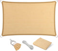 Eden's Decor Straight Flat-Edged Sun Shade Sail Rectangular 11' x 18' Beige UV-Blocking Outdoor Canopy Fabric Cloth Awning for Pergola Patio Garden Backyard Custom Size
