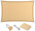 Eden's Decor Straight Flat-Edged Sun Shade Sail Rectangular 17' x 18' Beige UV-Blocking Outdoor Canopy Fabric Cloth Awning for Pergola Patio Garden Backyard Custom Size