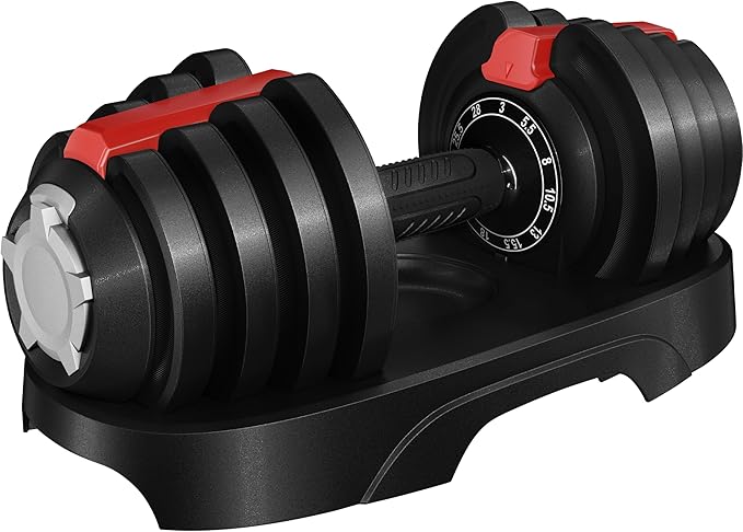 Yaheetech Adjustable Dumbbell Set 28/40/52.5/90LBS Adjustable Dumbbells Fast Adjust Dumbbell Weight Set with Anti-Slip Handle and Tray for Men/Women Home Gym Strength Training Equipment Single/Pair