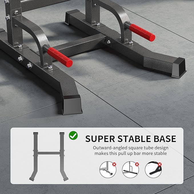 SogesHome Adjustable Pull Up Bar & Dip Station, Heavy Duty 500LB Capacity Multifunctional Home Gym Fitness Equipment for Strength Training, Push Up Stand for Arm, Back, Core & Full Body Workout