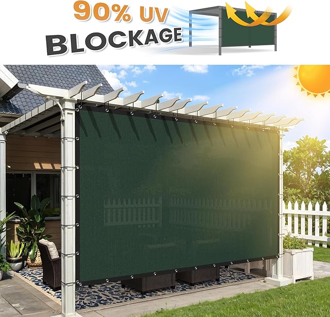 VICLLAX Shade Fabric Sun Shade Cloth with Every 2 FT Grommets for Patio Garden Pergola Cover Canopy 14x21 FT, Dark Green
