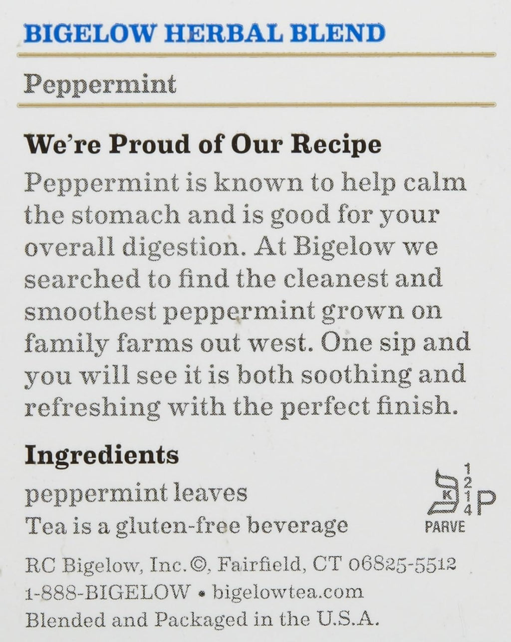Bigelow Purely Peppermint Tea - Pack of 6 - 20 Tea Bags