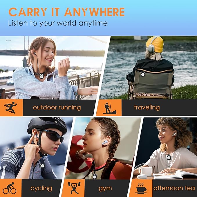 Clip MP3 Player: Bluetooth 5.3, Earphones Included, 15 Hours Battery Mini Music Player, 1000+ Songs Storage, No Phone Needed, Portable Music Players for Sports, Reading, Learning (64GB-Black)