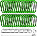 30PCS Aluminum Carabiner Clips, 2" D Shape Spring Snap Hooks Carabiner with 30PCS Keyring Keychain Hook