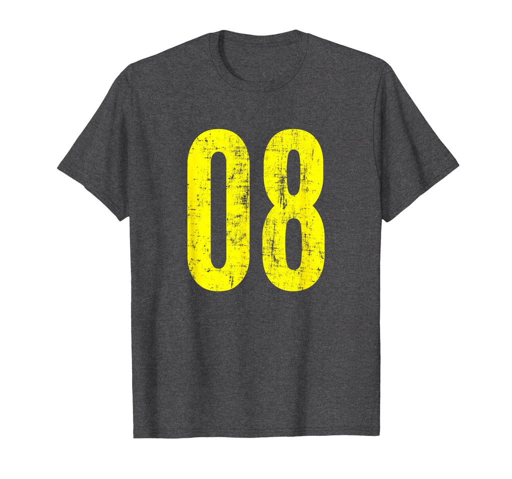Number 08 Zero Eight Distressed Sport T-Shirt - Novelty Apparel Unisex