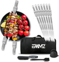 Grilling Skewer–16.5"flat metal skewers with removable Slider (set of 10) Storage Bag stainless steel skewers for BBQ-kebab koobideh-Skewers for kabab Barbecue meat vegetable-Grill sticks forcamping