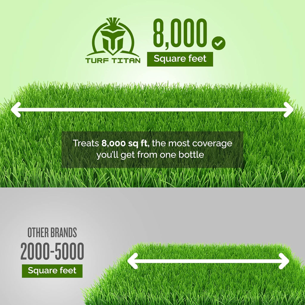 Turf Titan Lawn Advancer – Green Lawn Booster and Lawn Fertilizer (32 oz) – Fast Acting Grass Fertilizer w/Tri-Action Formula – Fertilizer Concentrate for Grass Growth - Covers up to 8,000 Sq F