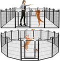 Dog Playpen Outdoor 16 Panels Heavy Duty Dog Fence 40" Height Anti-Rust with Doors Portable for RV Camping Yard, Total 36FT, 102 Sq.ft, Snowy Black