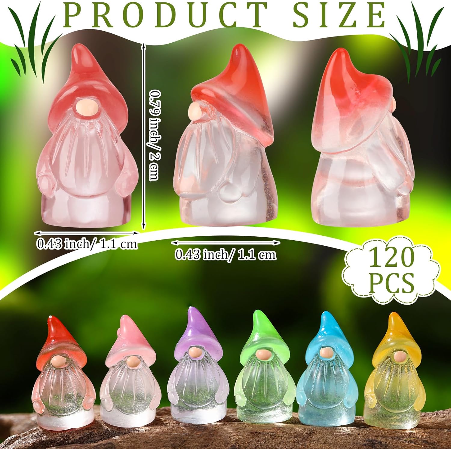 120 Pcs Mini Resin Luminous Gnomes Bulk Tiny Fairy Resin Statues Glow in The Dark Small Gnomes Miniature Figurines for Landscape Outdoor Patio Yard Lawn Plant Pots Fairy Decor (Classic)