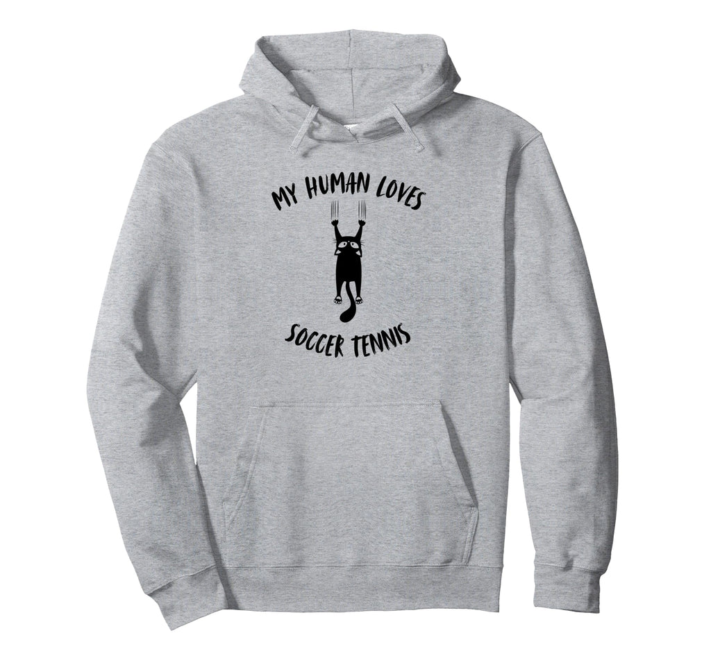 My Human Loves Soccer Tennis Cat Parent Hoodie - Trendy Graphic Unisex