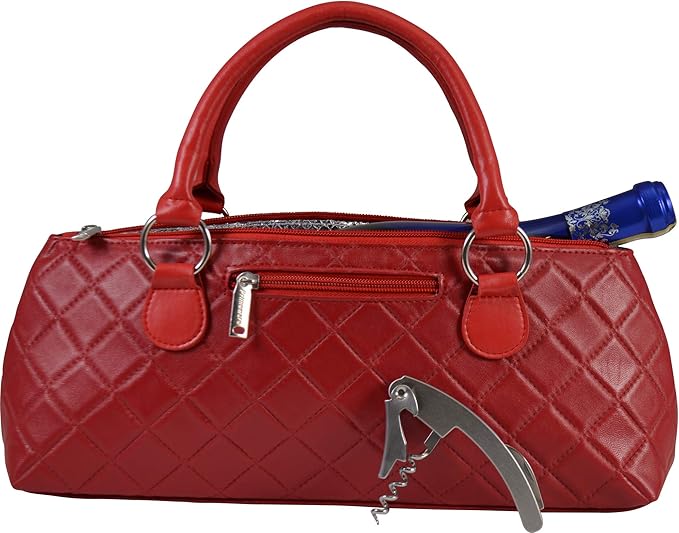 Wine Clutch Bag (Thermal Insulated) Trendy Women's Carry Tote | Holds Red & White 750mL Bottles | Trendy Fashion | Incl. Portable Waiter-Style Corkscrew