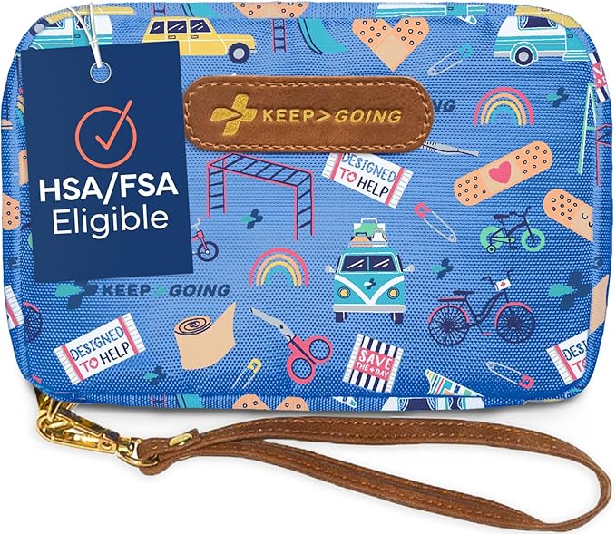 KeepGoing Travel First Aid Kit for Kids – 130 Pc. for Car, Home, Purse, Diaper Bag & Backpack with Latex-Free Bandages - Mini First Aid Kit Travel Size TSA-Approved