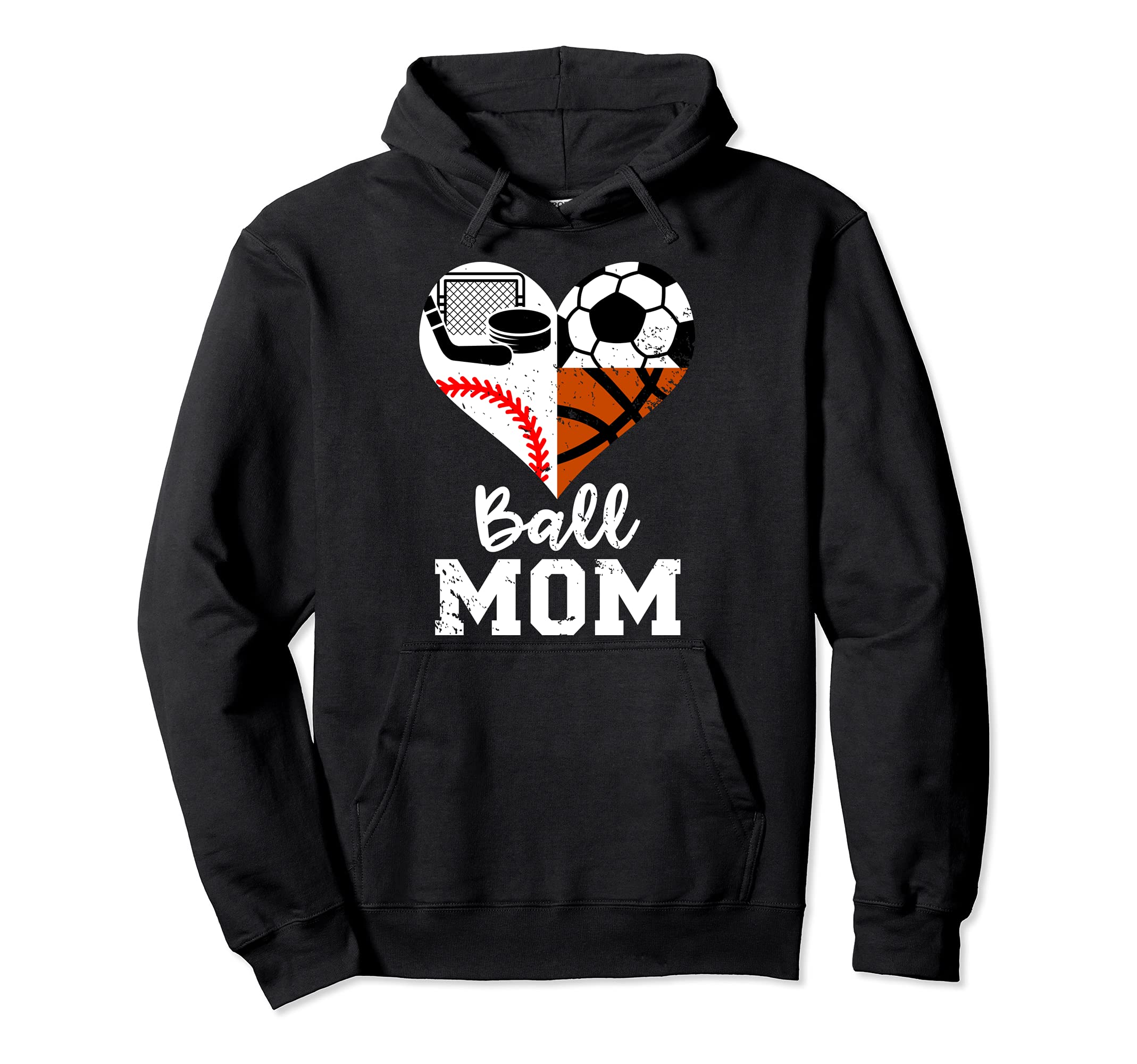 Ball Mom Funny Soccer Baseball Hoodie - Trendy Graphic for Adults