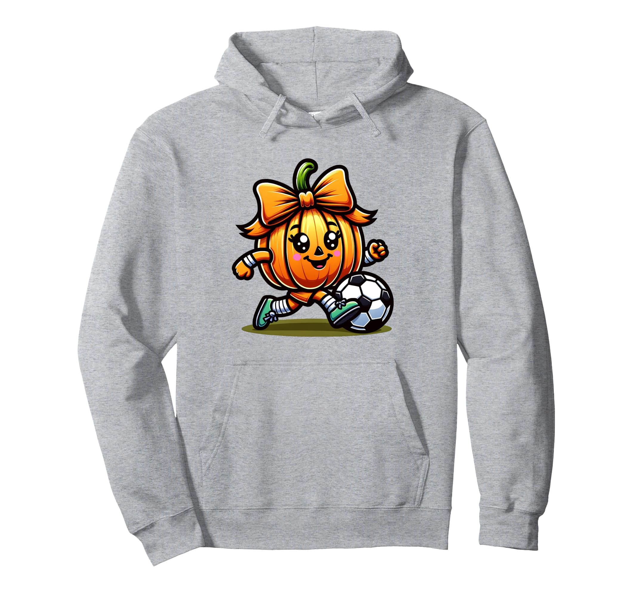 Halloween Soccer Coquette Bow Pumpkin Hoodie - Minimalist Print for Adults