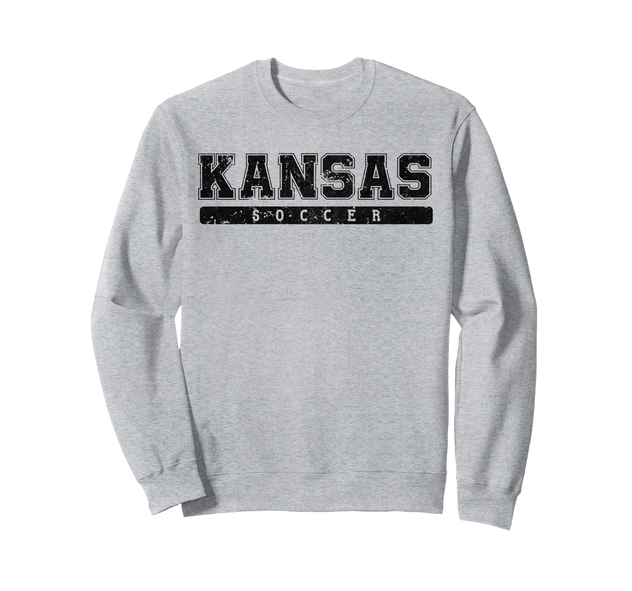 Kansas Soccer Black Text Sweatshirt - Minimalist Print for Adults