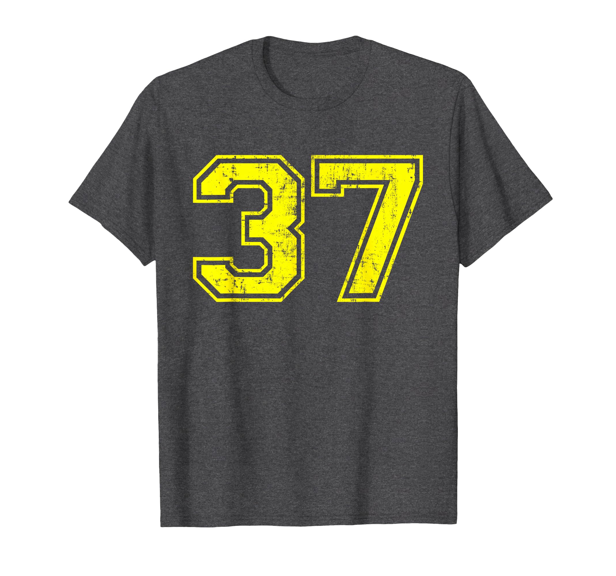 Number 37 Varsity Distressed Sport Team T-Shirt - Aesthetic Graphic Unisex