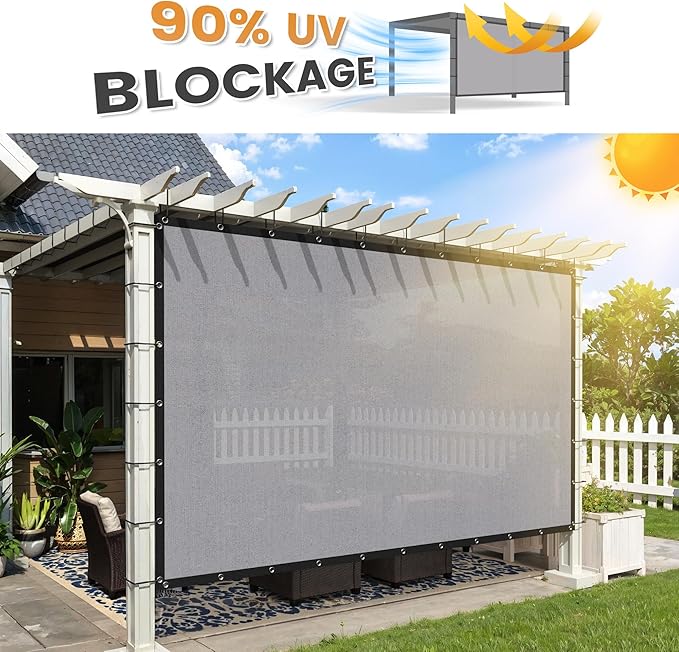 VICLLAX Shade Fabric Sun Shade Cloth with Every 2 FT Grommets for Patio Garden Pergola Cover Canopy 5x6 FT, Light Grey