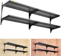 2-Pack×2 Tier 1.3x3ft Garage Shelving Wall Mounted, 800 lbs Load Capacity，15.6x36inch per Shelf Height Cassette Adjustable Floating Shelves（Total 4pcs）(Black)