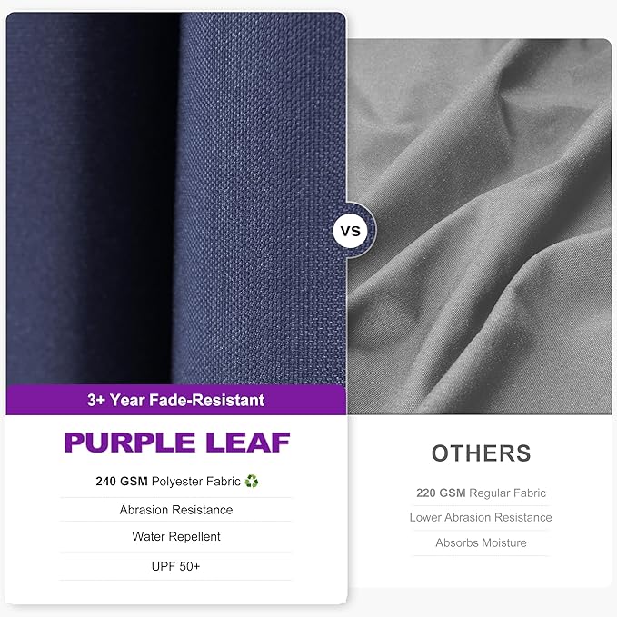 PURPLE LEAF 9.8' X 9.8' Tilting Patio Umbrella with Base Outdoor Cantilever Swivel Square Umbrella with Tilt Aluminum Offset Umbrella with 360-degree Rotation for Garden Deck Pool Patio Navy