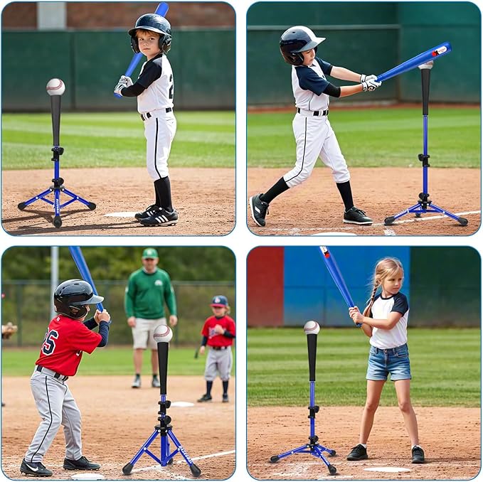 Baseball Tee for Kids,Youth Stand Set,Teeball Set,Youth Baseball,Softball Batting Tee Set,Easy Adjustable Height