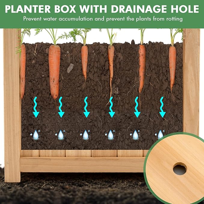 COSTWAY Planter Garden Bed, Folding Planter Box with Drainage Holes for Vegetables, Herbs, Fruits & Flowers, Outdoor Indoor Raised Planting Bed for Patio, Backyard, Lawn, 15" L x 15" W x 14" H