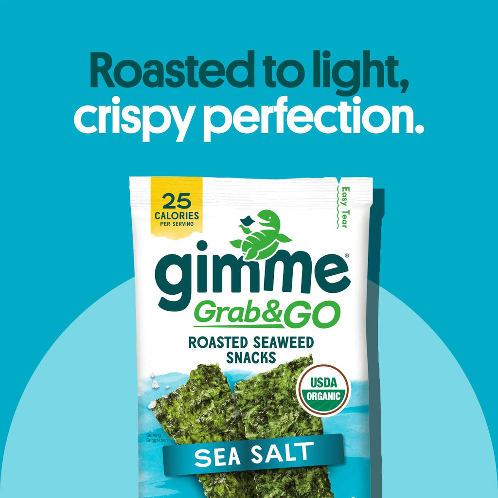 Gimme Organic Roasted Seaweed Snacks, Original Sea Salt, 0.14 oz, 5-Pack, Case of 6