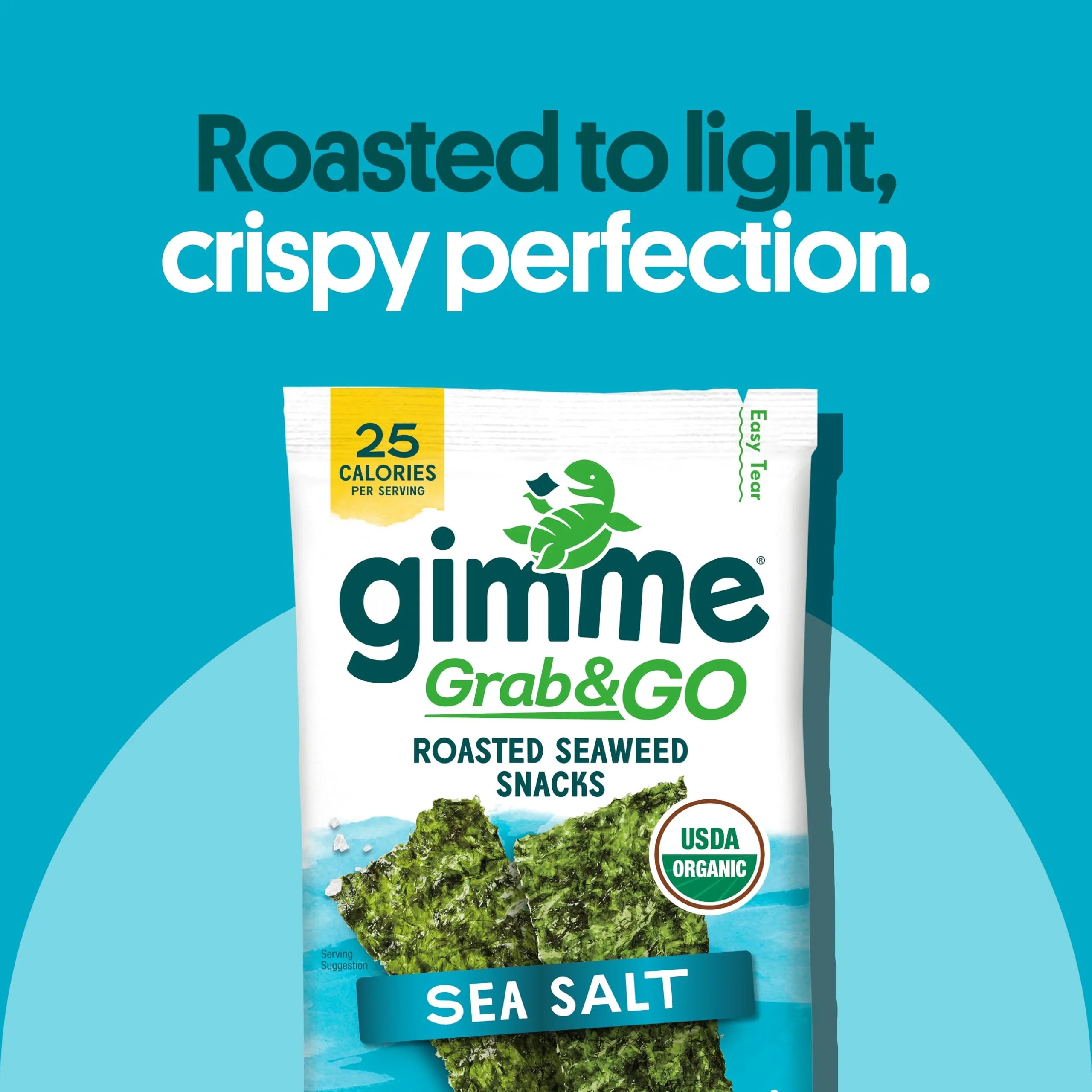 Gimme Organic Roasted Seaweed Snacks, Original Sea Salt, 0.14 oz, 5-Pack, Case of 6