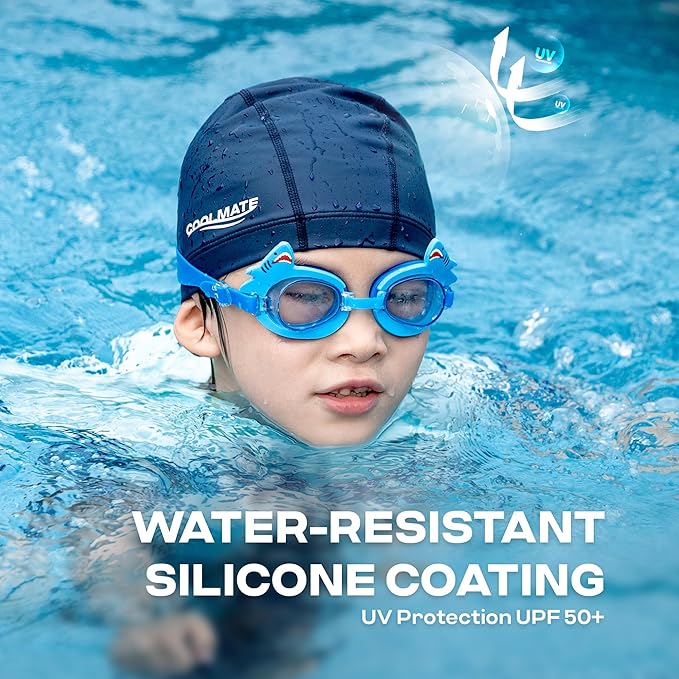 COOLMATE Fabric Swim Cap for Adult Women Men Kid 3 4 6 8 14 16, Silicone Water Resistant Layer, Cloth Swim Cap Gifts for Swimmers, Lightweight for Pool, Lap Swimming (1 pc)