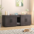 Gaomon Litter Box Enclosure with Double Room,Cat Hidden Litter Box Enclosure Furniture for 2 Cats with Double Room, 55”L x 17.7”W x 22.5”H Cat House,Wooden Enclosed Cat Litter Box Furniture,Walnut