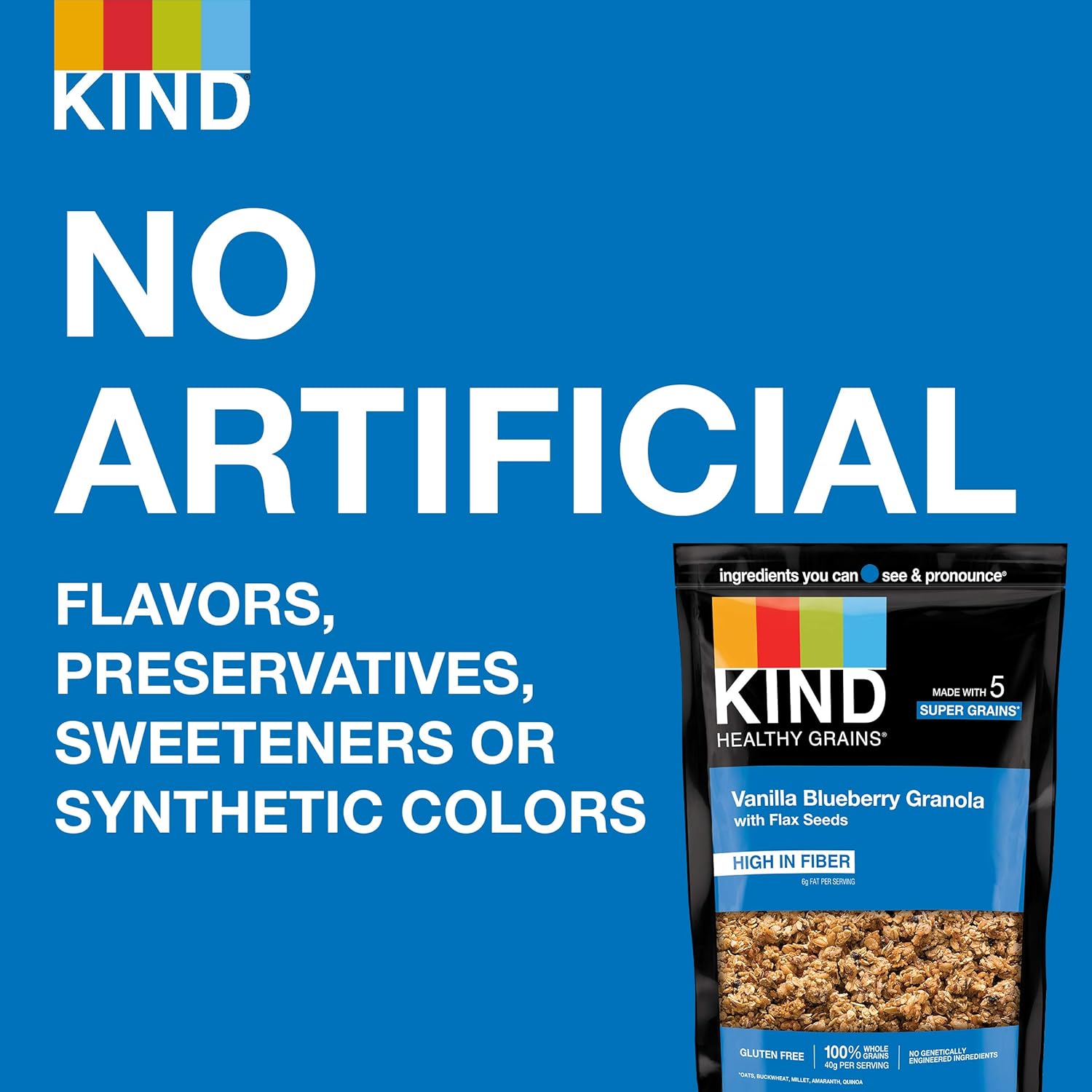 Kind Healthy Grains Vanilla Blueberry Clusters With Flax Seeds (Pack of 6) - 11 Oz