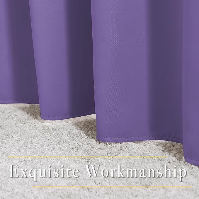 NICETOWN Blackout 102 inch Curtains for Living Room, Grommet Thermal Curtains Room Darkening Window Treatments Sound Reducing for Bedroom, Lilac Purple, 2 Panels, W52 x L102