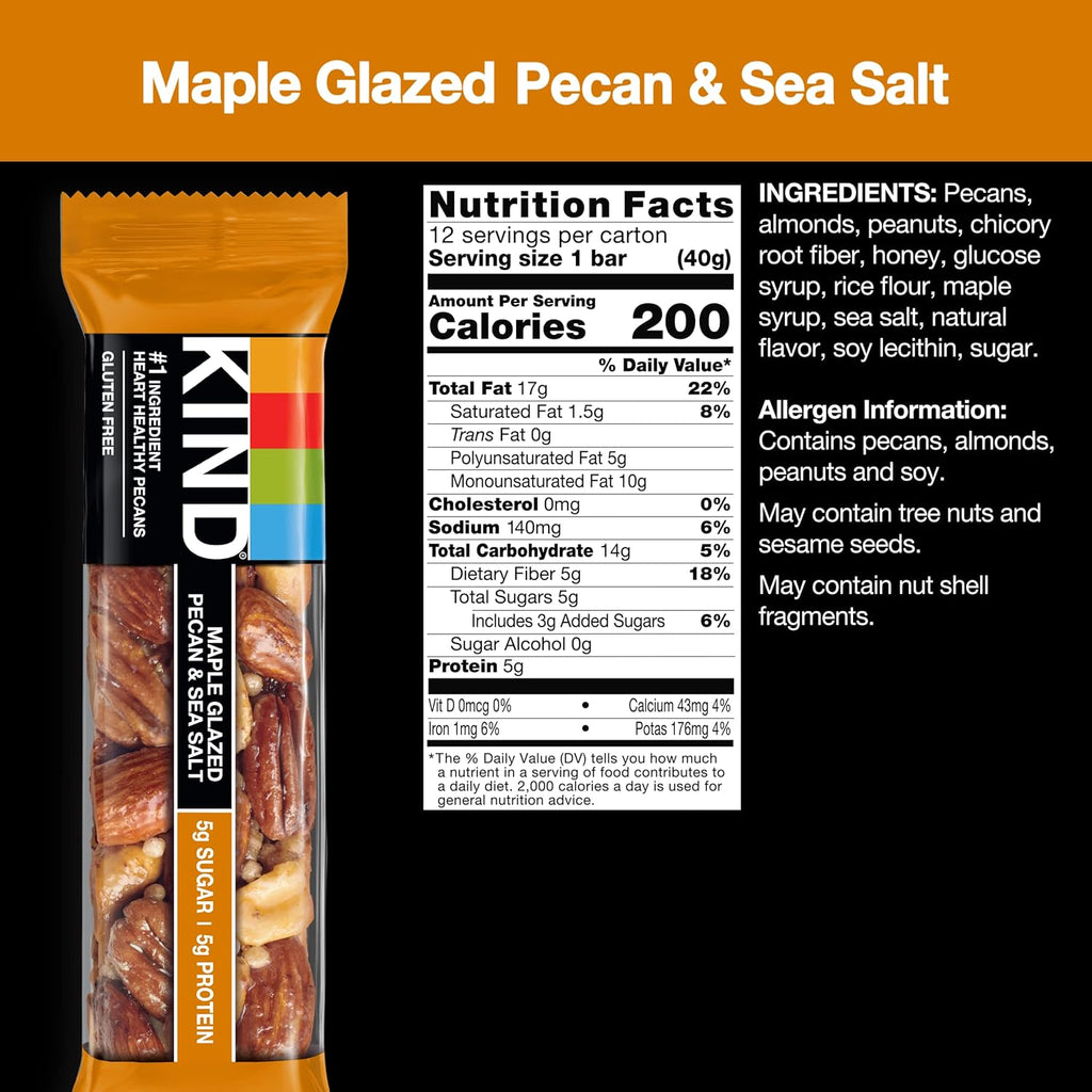 Kind Bar Maple Glazed Pecan & Sea Salt, 1.4 oz, Case of 12