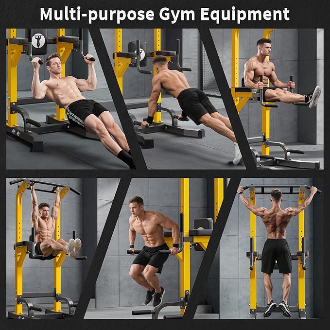 sogesfurniture Adjustable Dip Stands Assistive Trainer for Home Gym - 10-Level Height Wall-Saving Pull Up Bar, Dual Training Stands for Dip Push Up & Core Workout, Heavy Duty Steel Frame
