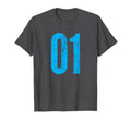 Number 01 One Distressed Sport Team T-Shirt - Minimalist Print Men Women