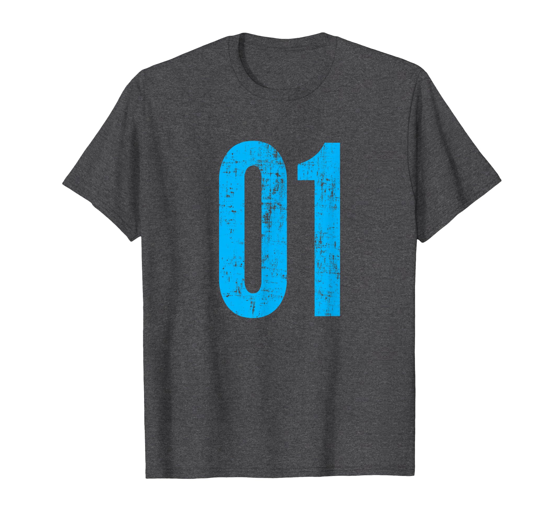 Number 01 One Distressed Sport Team T-Shirt - Minimalist Print Men Women