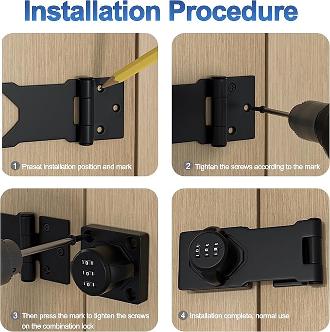 Password Rotary Hasp Locks, Black 2 Pack Cabinet Locks with Combination, Keyless Security Latch for Sliding Barn Door, Gate, Small Door, Closet, Drawers