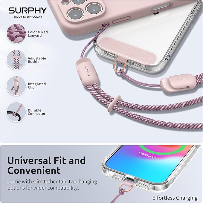 SURPHY 3 Pack Phone Wrist Strap with CellPhone Tether Tab, Cellphone Lanyard, Phone Strap with 2-Color Braided, Wrist Lanyard