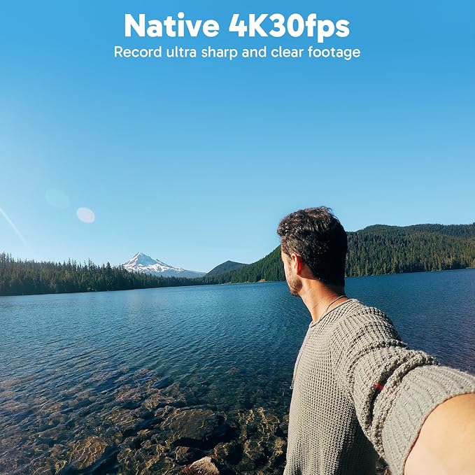 AKASO V50X Native 4K30fps WiFi Action Camera with EIS Touch Screen 4X Zoom 131 feet Waterproof Camera Support External Mic Remote Control with Helmet Accessories (with 64GB MicroSD Card)