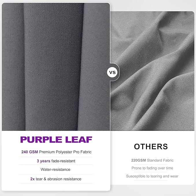 PURPLE LEAF 10' X 6.5' Left-right Tilting Outdoor Patio Umbrella Swivel Offset Cantilever Heavy Duty Rectangle Aluminum Umbrella with UV Resistant for Deck Pool Patio Backyard, Graphite Grey