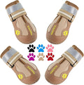 QUMY Dog Shoes for Large Dogs, Medium Dog Boots & Paw Protectors for Winter Snowy Day, Summer Hot Pavement, Waterproof in Rainy Weather, Outdoor Walking, Indoor Hardfloors Anti Slip Sole Khaki 4