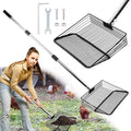 10inch Chicken Poop Scooper, Chicken Coop Scoop for Poop, 4 Sections Extended with 22 to 77inch Stainless Steel Adjustable Handle, Litter Scooper Sifting Shovel