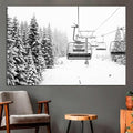 Nature Wall Art Prints - Ocean Forest Mountain Lake Canvas Landscapes - Small to Extra Large Living Room Bedroom Kitchen Bathroom Décor (Ski Lift on Snowy Mountain, 20L" x 30W")