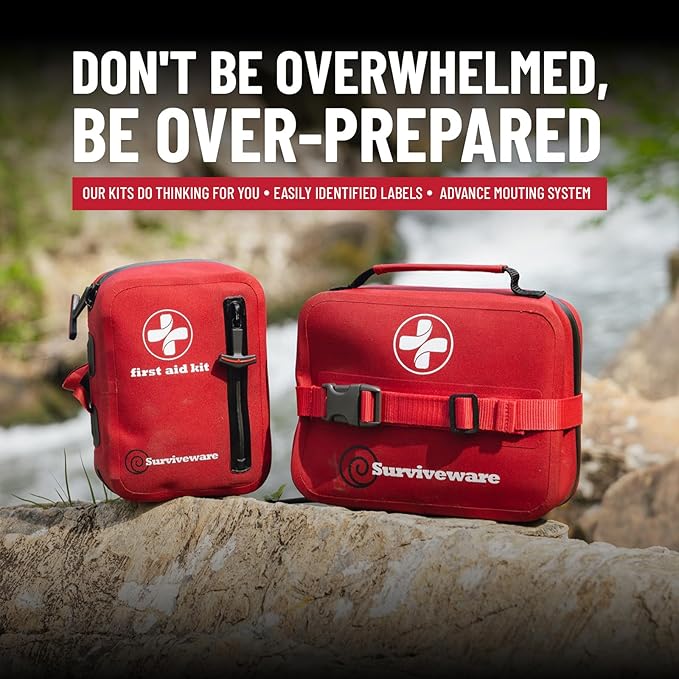 Surviveware Comprehensive Premium Survival First Aid Kit | 98 Pcs Comprehensive Survival Medical Emergency Kit for Travel Camping Gear, Home Essentials Outdoor Emergencies