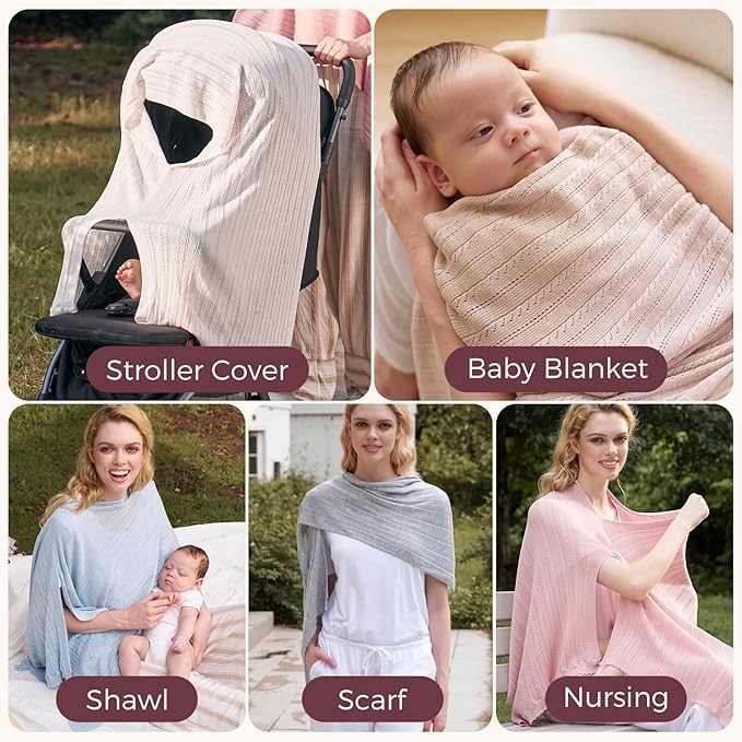 Momcozy Ultra-Light Nursing Cover for Breastfeeding, Soft Breathable Tencel™ Lyocell Fabric, Multi-Use Feeding Shawl, Newborn Essentials Must Haves(White)
